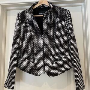 Emporio Armani Women Black and White Zippered Jacket
